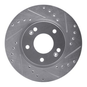 Hyundai Elantra Brake Rotor (1) - Front Right - R1 Concepts - Drilled & Slotted - Silver - `07-`10
